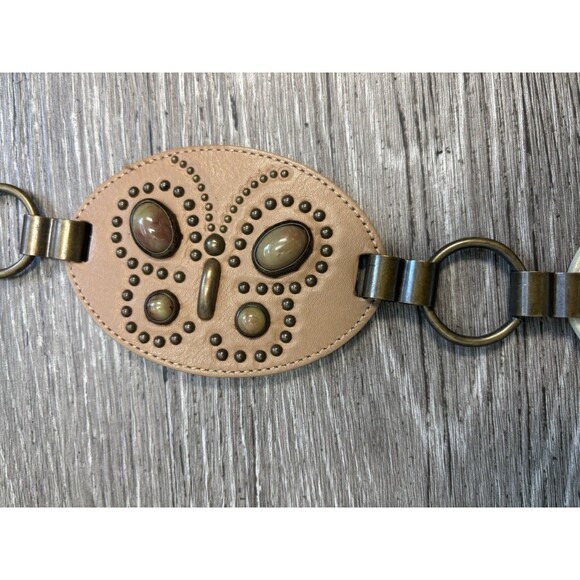 Vintage Cache ring-linked belt  studded leather discs and gold-tone Hardware main image 8
